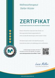 Meinungsmeister Zertifikat Wellnesstherapeut Stefan Wüster